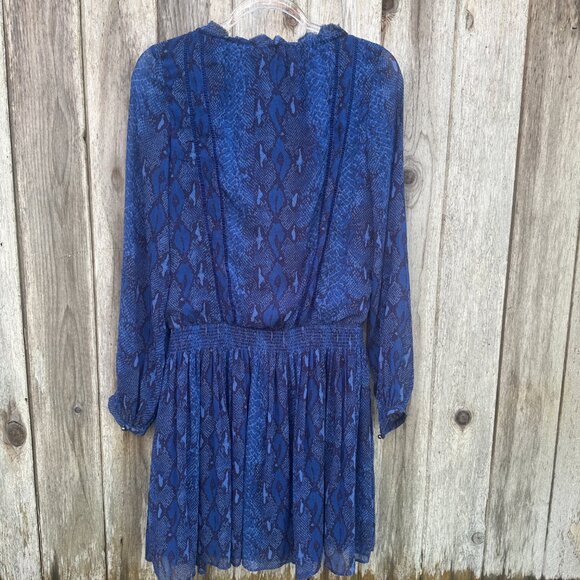 Banana Republic Blue Snakeskin Long Sleeve Dress Small - Picture 10 of 13